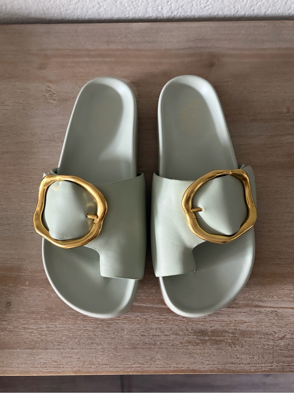 Franco Sarto Sage Green Buckle Slide Sandal 7